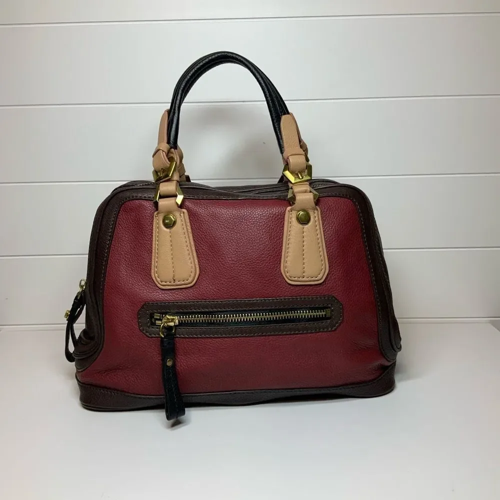 orYANY Burgundy & Brown Leather Satchel Handbag